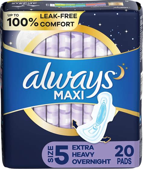 Always Maxi Feminine Pads for Women, Size 5 Extra Heavy Overnight ...