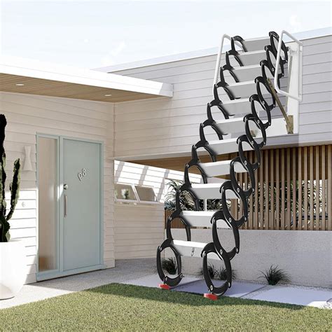 Attic Stairs Pull Down 12 Steps, 12FT Retractable Alloy Attic Folding ...