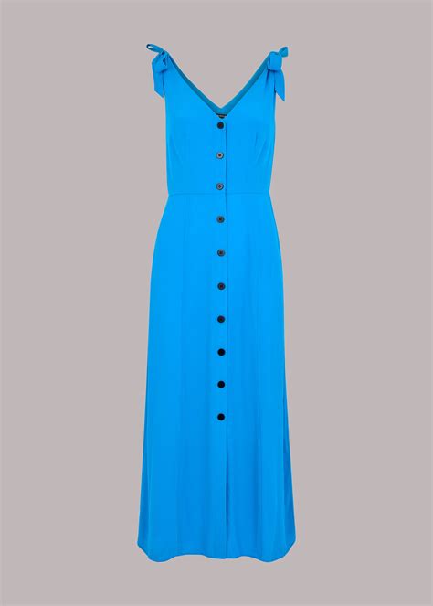 Blue Hanna Tie Shoulder Dress | WHISTLES