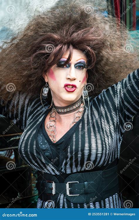 Portrait of a Drag Queen with Big Wig Stock Image - Image of creative ...
