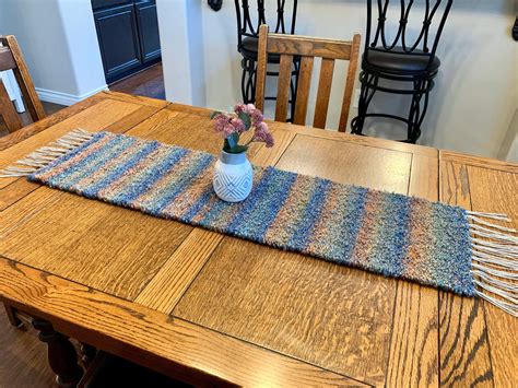 Multicolor Woven Table Runner with Fringe