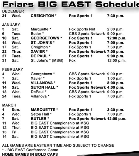 Providence College 2023 Calendar - Printable And Enjoyable Learning