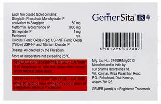 Gemer Sita Ir 50/1000/1 Tablet: Uses, Side Effects, Price & Substitutes