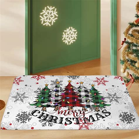 KOYPTL White Christmas Tree Floor Mats-16 x 24 Inch,Non Skid Cushioned ...
