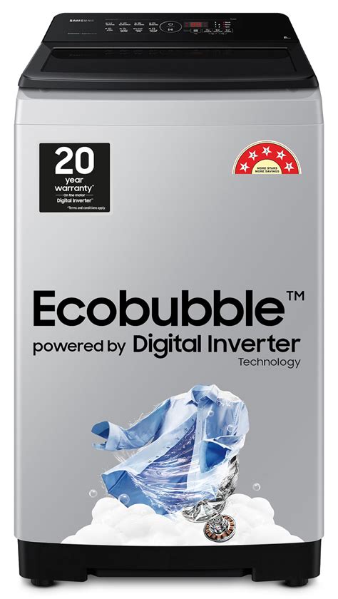 Samsung 8 kg, 5 star, Eco Bubble Tech, Digital Inverter Motor, Soft ...