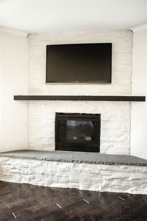 German Schmear Stone Fireplace - Taryn Whiteaker Designs