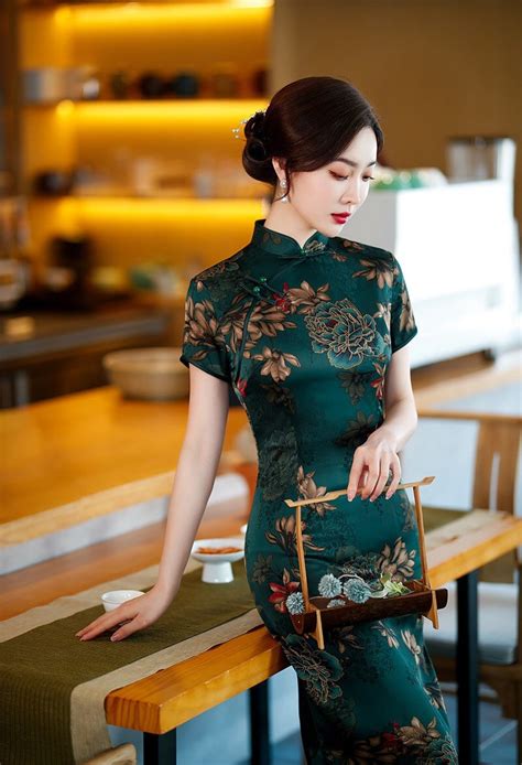 Modern Qipao Chinese Dress Cheongsam Dress Kneelength Green - Etsy