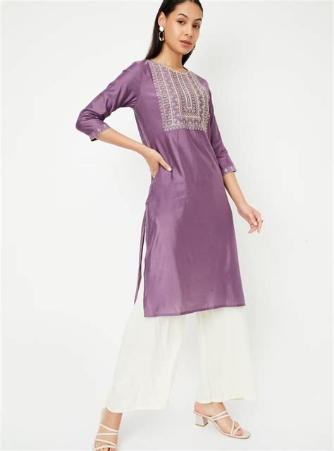 Buy Women Yoke Embroidered Straight Kurta Online at just Rs. 599.0 ...