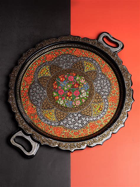 Multicolor Round Serving Tray with Handle | Discover Now