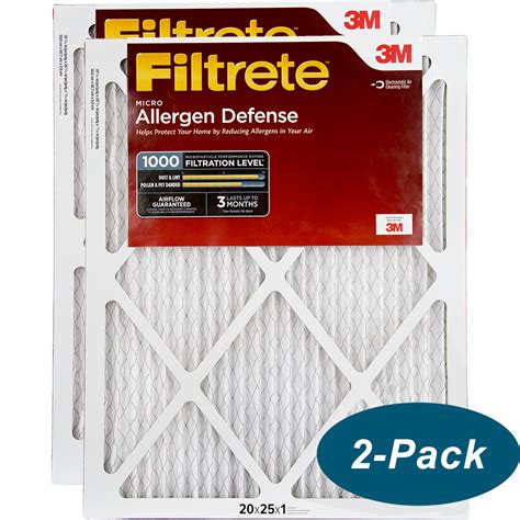 3M Filtrete 1-Inch Micro Allergen Defense MPR 1000 Air Filters 20x25x1 ...