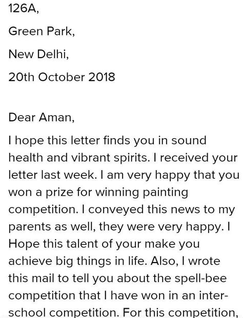you won the first prize in all india painting competition.write a ...