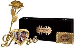 NINE10 Valentine Gift Gold Rose 24K Gold Foil/Gold Plated Rose with ...