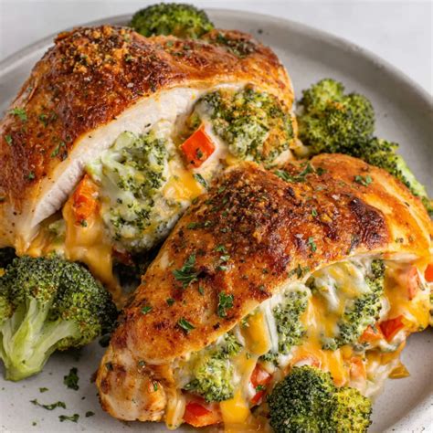 Cheesy Broccoli and Veggie-Stuffed Chicken Breast - bakeitgood.com