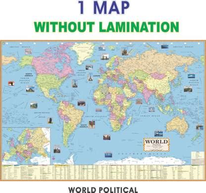 ENGLISH POLITICAL MAP OF WORLD | English Map | Map Size (40inch ...