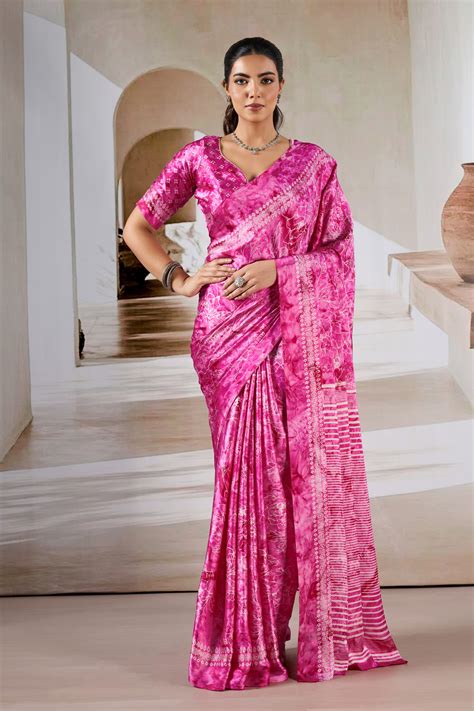 Sea Green Modal Satin Hand Prism Print Saree – Anant Exports