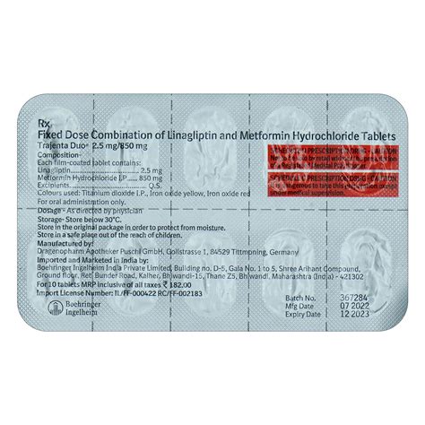 Trajenta Duo 2.5 mg/850 mg Tablet | Uses, Side Effects, Price | Apollo ...