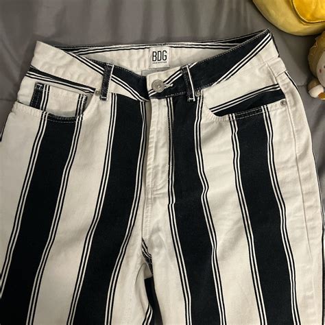 Women's Black and White Jeans | Depop
