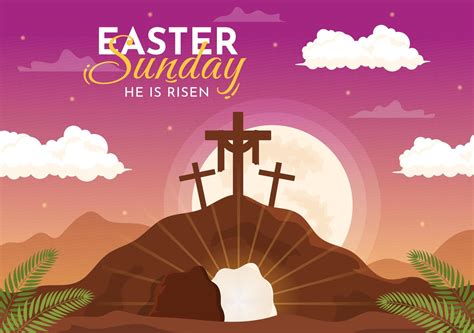 Happy Easter Sunday Day Illustration with Jesus, He is Risen and ...