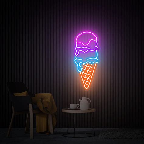 Ice Cream Neon Sign, Ice Cream Shop Decor, Ice Cream Cone Artwork ...