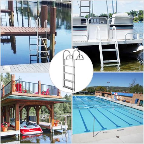 VEVOR Dock Ladders Flip Up, Dock Ladder with Rubber Mat, Swim Ladder ...