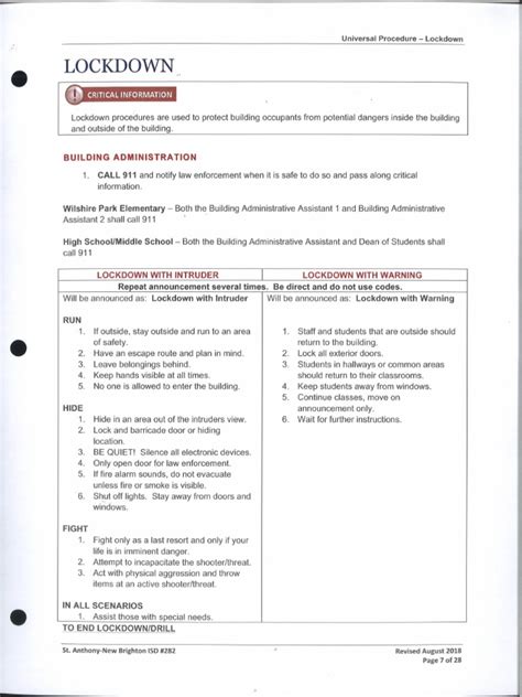 Image result for Building Lockdown Procedures PDF