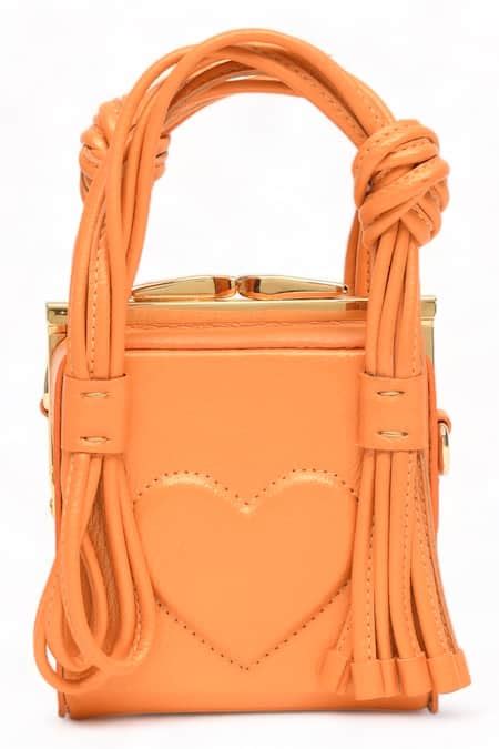 Buy Orange Love Knot Cube Pop Up Heart Handbag by Immri Online at Aza ...