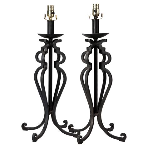 Pair of Art Deco Table Lamps by Cincinnati Artistic Wrought Iron Works ...