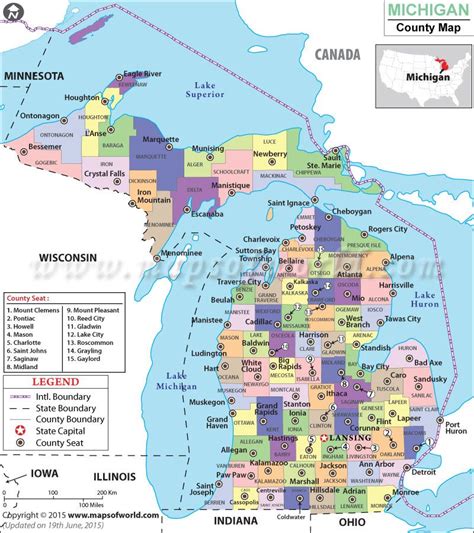 Michigan County Map | travel | Pinterest | County seat