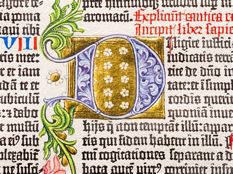 The Book of Wisdom. Ornamental page from the Gutenberg Bible