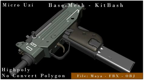 Micro Uzi Gun - KitBash - FlippedNormals