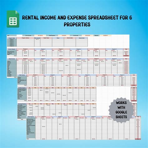 Rental Income and Expense Spreadsheet in Google Sheets, Landlords ...