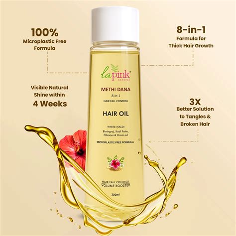 Methi Dana 8-in-1 Hair Oil – Volume Boost & Hair Fall Control – La Pink