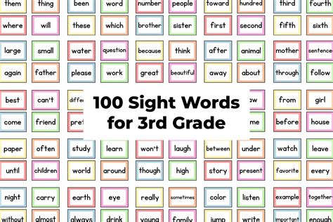 100 3rd Grade Sight Word Flashcards | Third Grade Vocabulary | 3rd ...