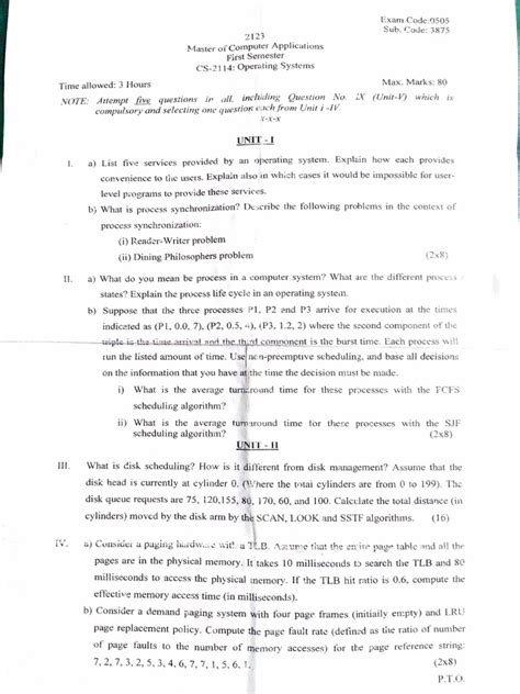 Operating System Exam Questions PDF 的图像结果