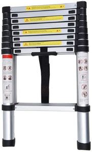 CLICK N HOME Aluminium Telescopic Adjustable & Folding 9 Step Ladder, 2 ...