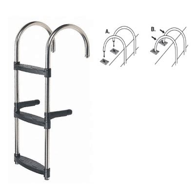 Escalera de subida a pantalán inox--- 3 peldaños | Tienda del Mar