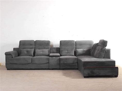Buy Lambert Sectional Home Theatre Sofa With Boosters In Luxe Grey ...
