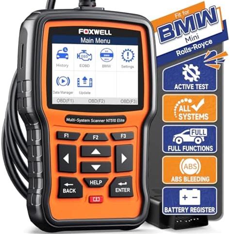 FOXWELL NT510 Automotive Scanner for BMW OBD II Obd2 Code Reader, ABS ...