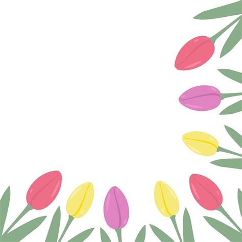 Colorful tulips corner frame border in trendy spring colors mothers day ...