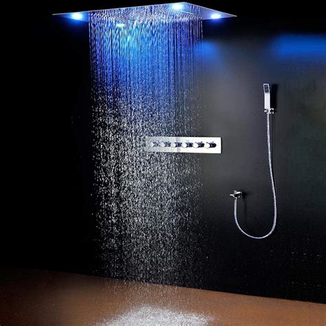 Cascada Luxurious Recessed Large Led Waterfall Rainfall Shower System ...