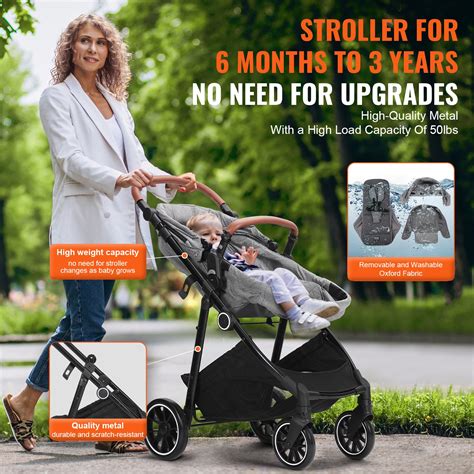 VEVOR Standard Baby Stroller, Infant Toddler Stroller with Bassinet ...