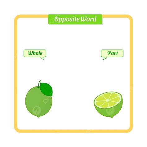 Palavras Opostas Em Inglês Com Ilustração Vetorial De Limão Inteiro E ...