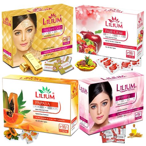 Lilium Gold, Fruit, Whitening and Papaya Facial Kit Pack of 4 For ...