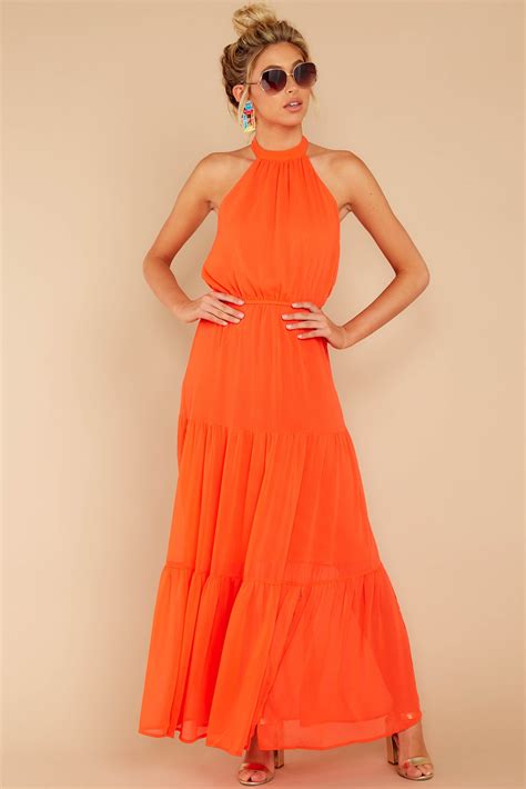 Encounter With Fate Bright Orange Maxi Dress | Orange dress outfits ...