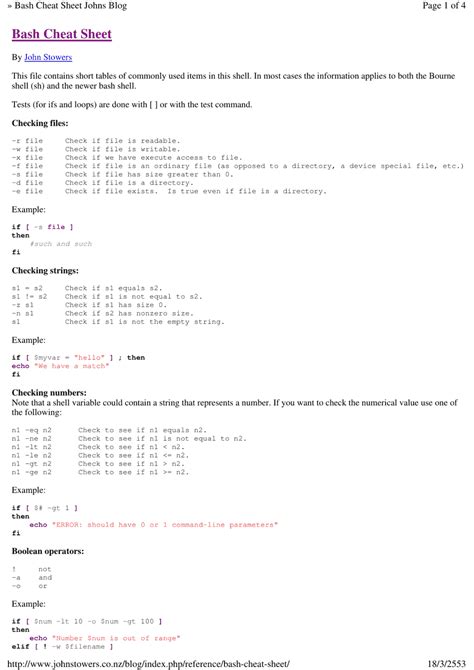 Image result for Shell Script Cheat Sheet