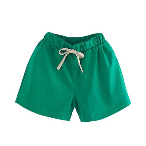 Sxaura Green Running Shorts for Little Girl Solid Color 2025 Basic ...
