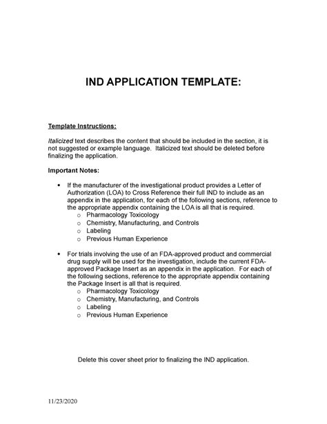 1 initial ind application - IND APPLICATION TEMPLATE: Template ...