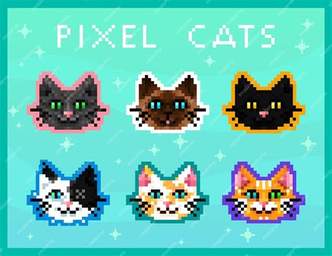 Pixel art cats | Premium Vector