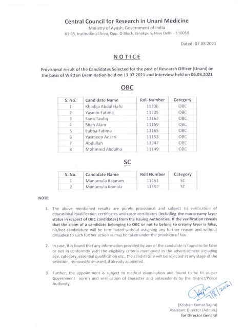 vacancy- केंद्रीय यूनानी चिकित्सा अनुसंधान परिषद | Central Council for ...