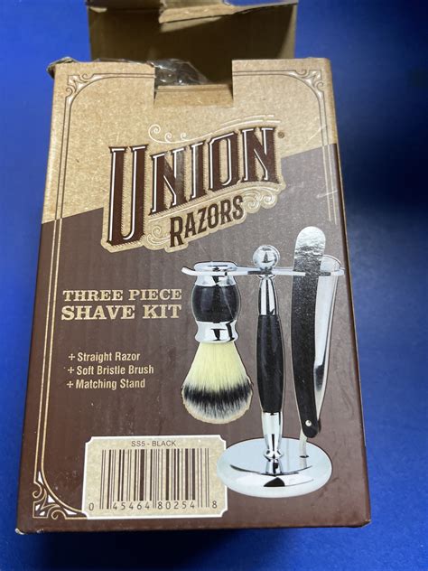 Union Razor SS5 3 Piece Straight Shave Kit Black | eBay